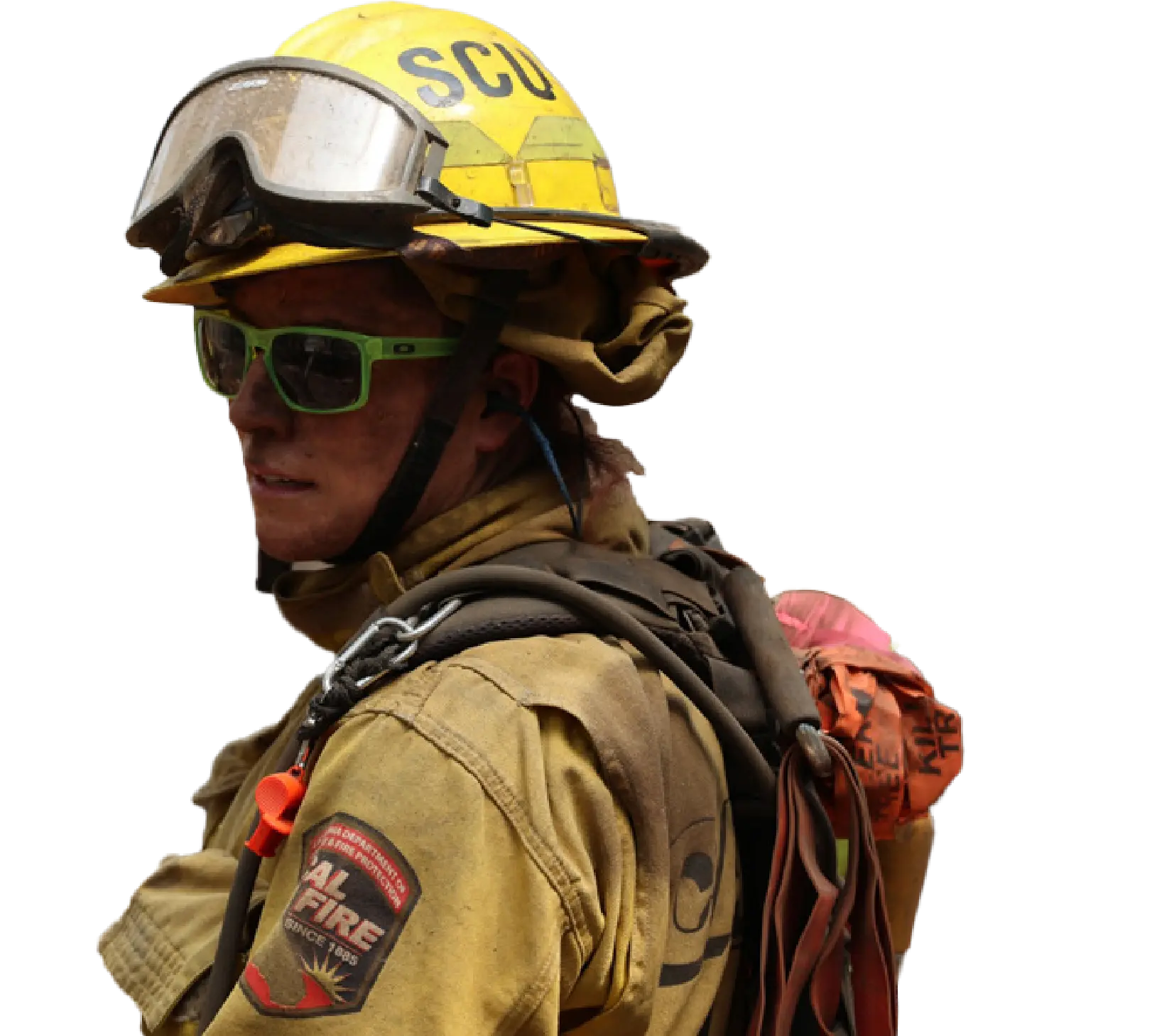 Cal Fire firefighter in gear